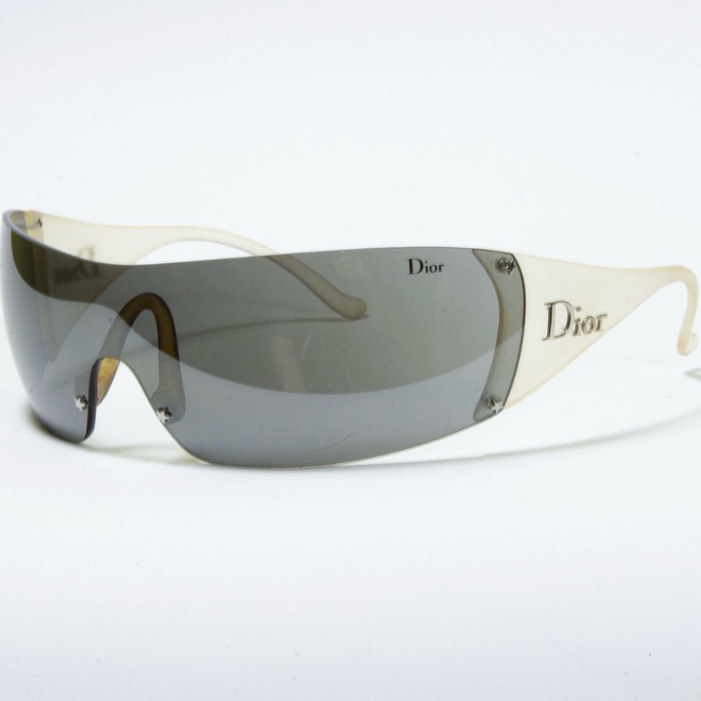 Auth RARE DIOR SKI 5 VA2 Shield Sunglass SET Case sport strap opaque white black